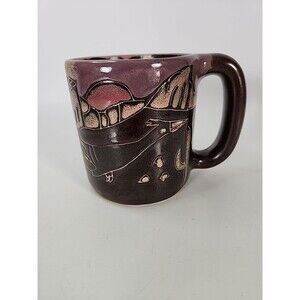 Signed Design By Mara Mexican Art Pottery Stoneware Coffee Mug Cup 16oz